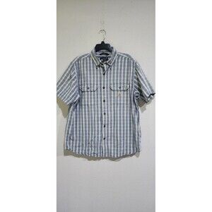 Carhartt Shirt Mens Large Loose Fit Button Down Blue Plaid Short Sleeve Pocket